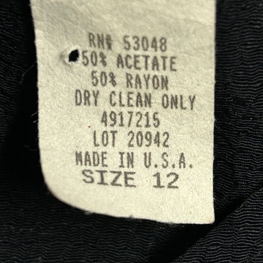 Vintage Morgan & Co Women Midi Shift Dress Sz 12 Black Minimalist Classic Modest - Picture 5 of 8